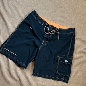 Harley-Davidson Black Board Swim Shorts with Velcro Pockets Size Large